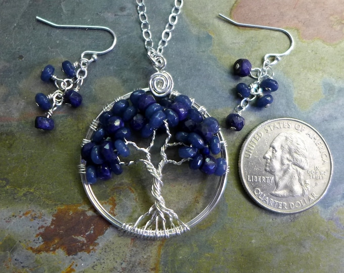 Sapphire earrings,Blue Sapphire Earrings ONLY, Sapphire September Birthstone Earrings, September Birthstone Necklace, Sapphire Tree of Life