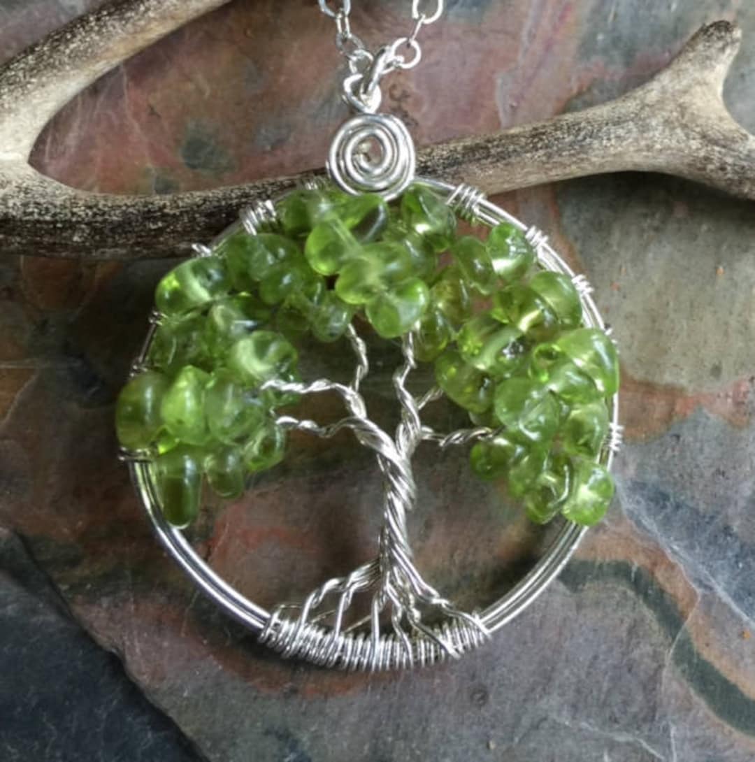 Green Tree Necklacepetite/small Peridot Tree of Life Etsy