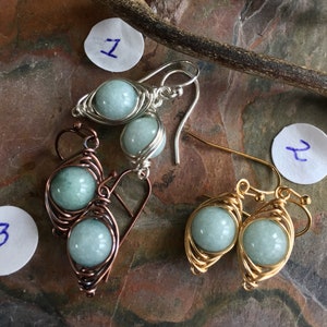 Aquamarine Earrings Sterling Silver,Wire Wrapped Herringbone Aquamarine Earrings,Aquamarine Dangle Earrings,March Birthstone earrings Gold image 4
