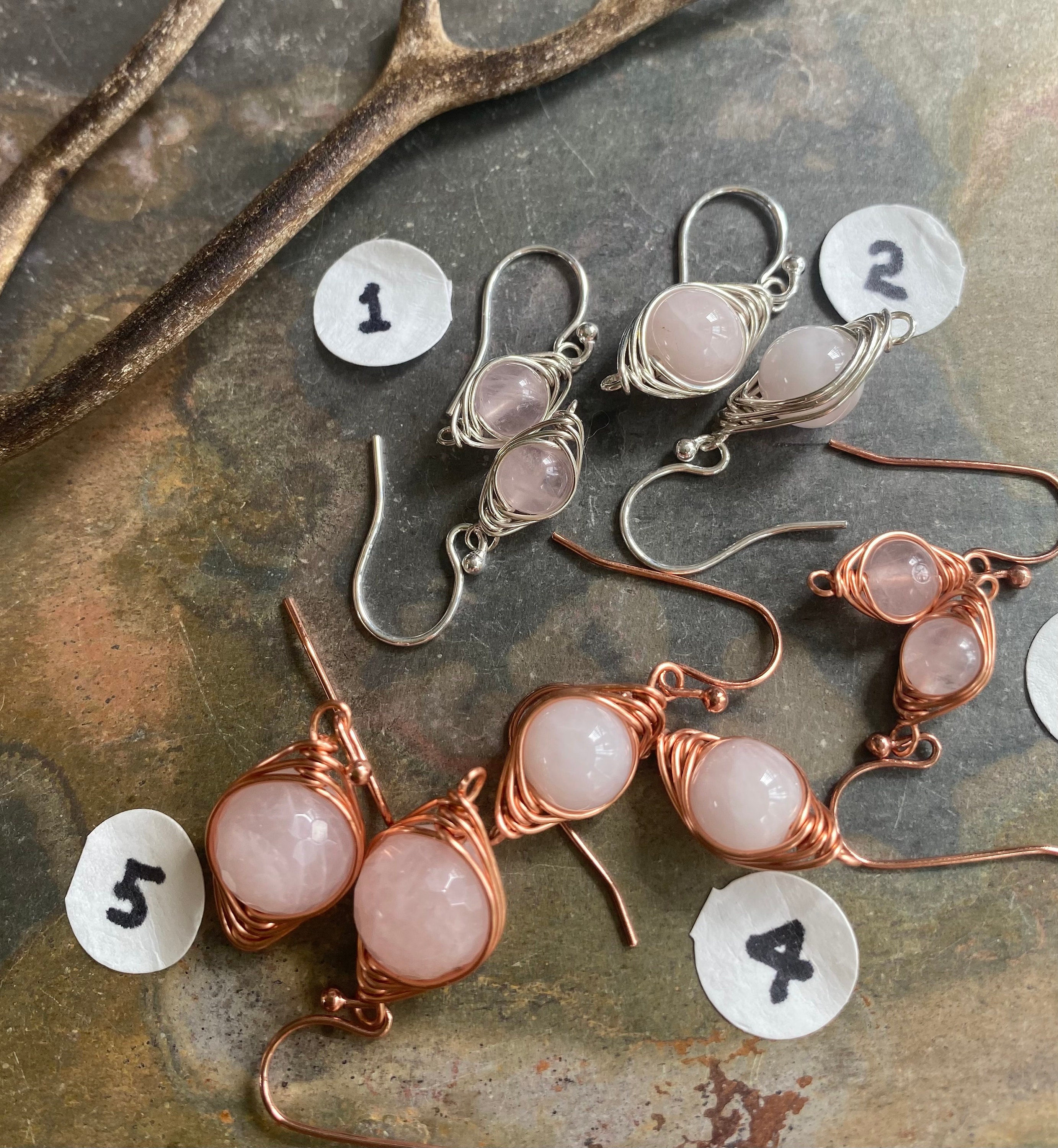 Boho Earrings, Dangle Earrings, Pink Rose Quartz – Wild Rose Boho