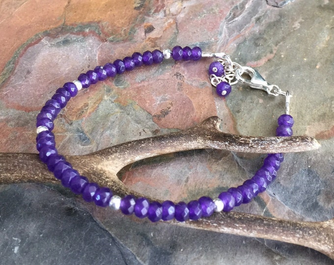 Amethyst Sterling Silver Bracelet,Amethyst Bracelet, Valentine Gift Her,February Birthstone Bracelet,Raw Amethyst Bracelet, Amethyst Jewelry