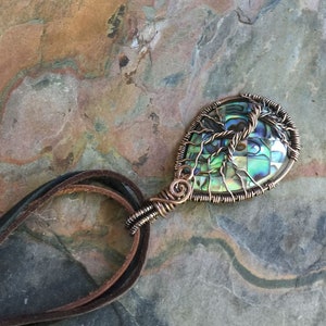 Abalone Necklace, Abalone Tree of Life Necklace in Antiqued Copper,Abalone Tree Necklace, Holiday gift, Paua Shell Necklace, Abalone image 3