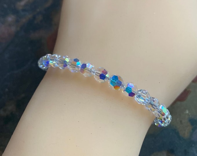 Swarovski 6 mm Crystal Bracelet in Sterling Silver Clasp, April Birthday Bracelet, Wedding/Bridal Crystal Bracelet, Crystal Bracelet,
