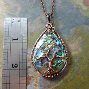 Abalone Necklace, Abalone Tree of Life Necklace in Antiqued Copper,Abalone Tree Necklace, Holiday gift, Paua Shell Necklace, Abalone image 4