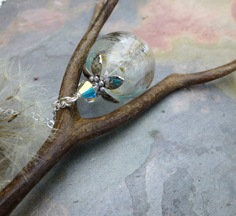 Dandelion Earrings Real Dandelion Pearl Silver Necklace Dandelion Necklace with sterling silver chain a Wish Jewelry,Bridesmaid Necklace,