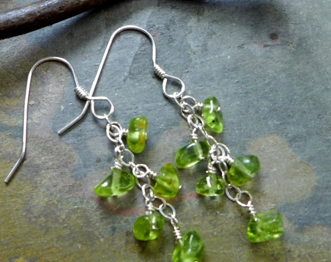 Peridot Earring-Wire Wrapped Peridot Dangling Earrings,Matching Earrings for the Peridot Tree of Life Pendant Necklace - August Birthstone