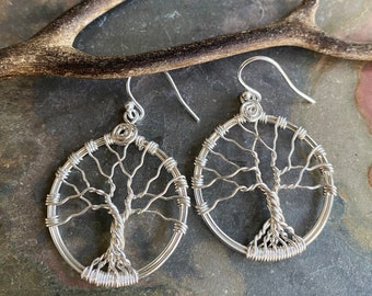 Sterling Silver Tree of Life Earrings, Leafless Tree Earrings,Wire Wrapped Tree of Life Earrings, ,Tree of Life Jewelry, Silver Earrings