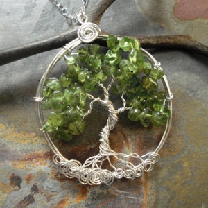 Tree of life Necklace, Peridot Tree of Life Necklace in Sterling Silver,August Birthstone,Green Tree of life Necklace,Christmas Tree of Life image 2