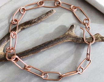 Sturdy Beautiful Pure Paper Clip Chain Link Bracelet, Copper Bracelet, Copper Jewelry, Wire Wrapped Bracelet, Men's Bracele, Unisex Bracelet