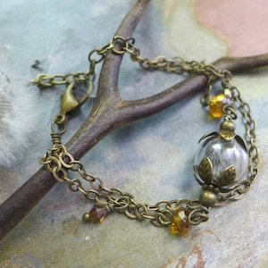 Dandelion Bracelet, Graduation Gifts for Her, Real Dandelion Flower Brass Bracelet, Wish Bracelet, Woodland Jewelry, Wish Jewelry Set