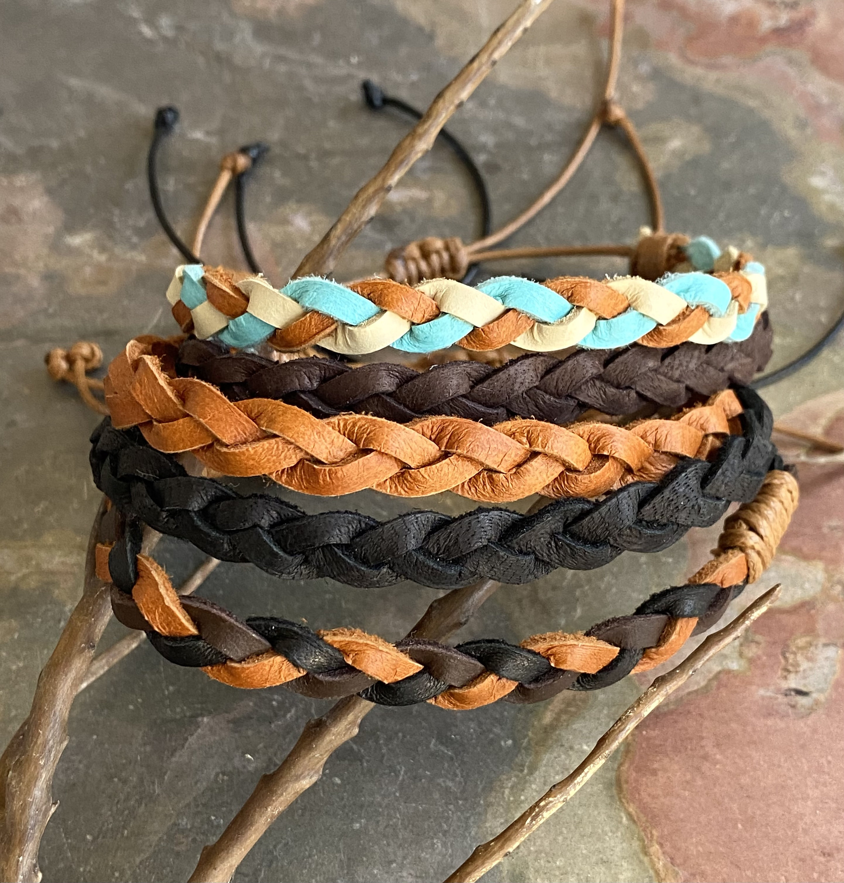 Personalized Braided Leather Bracelet For Men | Rugged Gifts