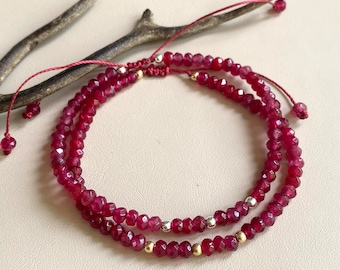 Ruby Bracelet/Anklet, Ruby Anklet Bracelet in Sterling Silver, July Birthstone Bracelet, July Ruby Birthstone Bracelet,Ruby Jewelry