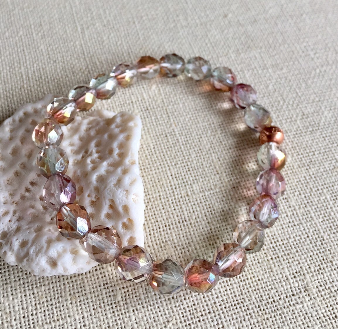 Rose Quartz Bracelet ,Pink Rose Quartz Gold filled & Sterling