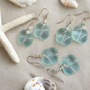Seafoam Green Sea Glass Silver Earrings-Green  Recycled Glass Earrings in Sterling silver Earwires, Beach Weddings, Sea Glass  earrings