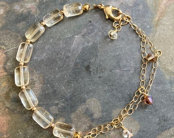 Gold Filled Citrine Gemstone Bracelet, Citrine Jewelry, November Birthstone Bracelet, Gifts for Her,