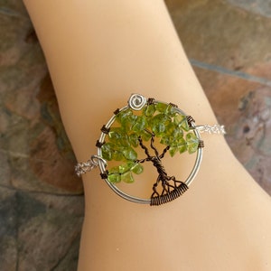 Tree of Life Bracelet in Leather,Peridot Tree of Life Bracelet Peridot Leather Bracelet, August Birthstone Tree of Life Bracelet image 8