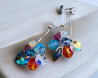 Swarovski Crystal Earrings, Glittering Crystal Earrings, Statement Earrings, Fun Party Earrings, Holiday Earrings,