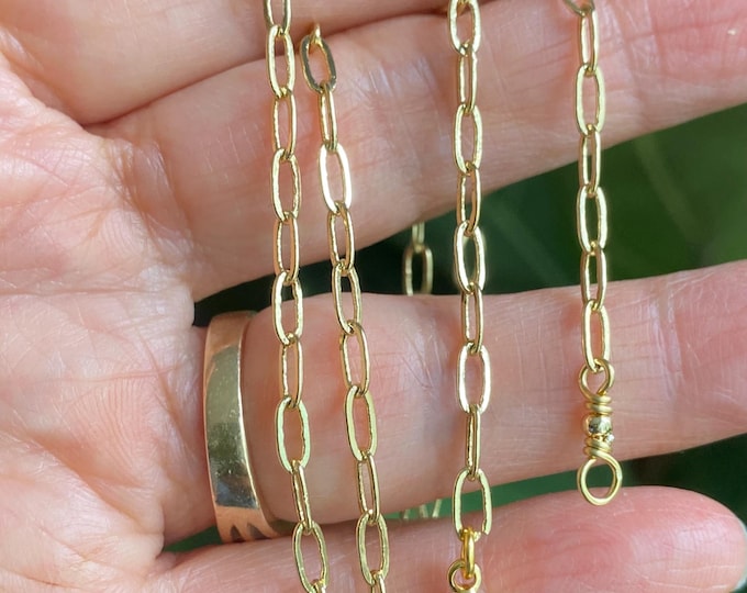SOLDERED/CLOSED 18kt Gold Plated Paper Clip Chain, Paper Clip Necklace Chain, Choose the Length and Style, Chain for the Pendant Necklace.