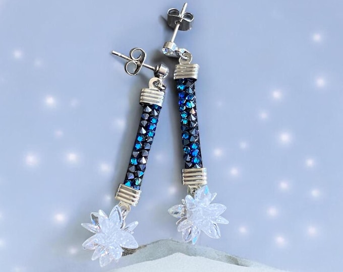 Swarovski Crystal Snowflake Earrings: Holiday Party Dangle Earrings