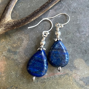 Lapis Lazuli Sterling Silver Earrings: Teardrop Dangle Jewelry