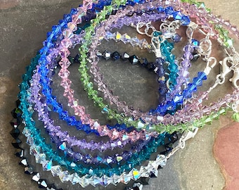 Swarovski Crystal Anklet or Bracelet: Sterling Silver, April Birthstone