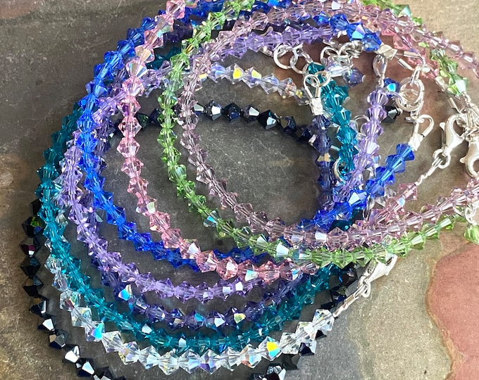 Crystal Bracelets, Swarovski Crystal Anklet/Bracelets in Sterling Silver, April Birthstone, Wedding/Bridesmaid Crystal Bracelets,