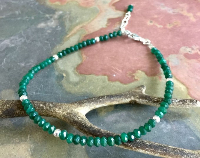 Emerald Bracelet, Emerald Bracelet in Sterling Silver, May Birthstone Bracelet, May Emerald Jewelry, May Birthstone Bracelet