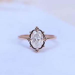 2 CT Oval Cut Moissanite Ring Unique Engagement Ring Wedding Ring Solid Yellow Gold Ring Anniversary Ring Promise Band Gifts For Women Ring