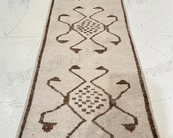 Antique Runner Oushak Rug, Beige And Brown 2.5x10 3x17 4x12 Handmade Turkish Rug Wool Area Rugs Contemporary Hand-knotted Rug Made to Order