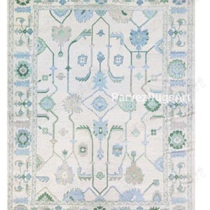 Antique Lt. Beige Oushak Rug 8x10 9x12 Turkey Rugs Handmade Premium quality Unique Rug Fine Wool Rug Home Decor Rug, Hand Knotted Green Rugs
