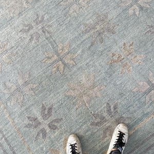 Antique Multi Mute Rug Grey Interior Decor Rug 8x10 Oushak Hand-Knotted Rug Unique Style Handmade For Living Room Contemporary Made to Order