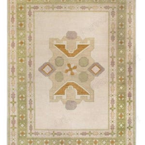 Anatolian Oushak Rug 7x9 8x10 Beige, Green Turkish Rug Unique Handmade Wool Rugs Living for Room, Bedroom Hand Knotted Rugs Made to order