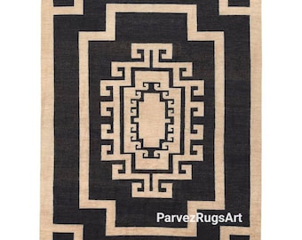 Luxury Oushak Rug, Black, Beige 8x10 9x12 10x14 12x15 Traditional Rug Fine Wool Area Rug Antique Hand Knotted Turkish Rug Custom Made Rugs