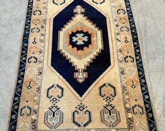 Anatolian Runner Oushak Rug Beige, Blue 3x17 4x12 Turkish Rug Interior design Rug Handmade Wool Rug Antique Hand-Knotted Rug Any Size Order