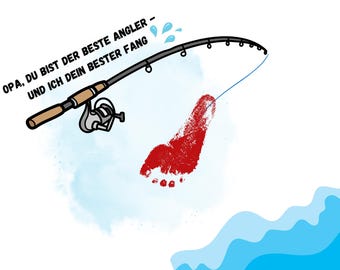 Opa, du bist der beste Angler - und ich dein bester Fang! Een personaliseerbare poster met herz – een perfect cadeau voor de opa!