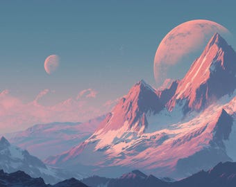 2-pack Digital wallpaper background download | Dramatic beautiful dystopian mountain scenery | desktop, laptop, decor art | Top 1 Best Rated
