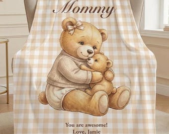 Mama Bear Personalized Blanket Personal Mom Blanket Mothers Day Mama Nana Mimi Gigi Grandma Teddy Bear Personal Name Blanket Birthday Gift