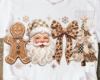 Coquette Santa Png, Preppy Santa Png, Colorful Santa, Santa Claus Retro Png, Glitter Christmas Png, Retro Coquette Christmas Png, Christmas