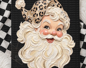 Kokette Weihnachtsmann-Png, Preppy Weihnachtsmann-Png, bunter Weihnachtsmann, Weihnachtsmann Retro-Png, Glitzer-Weihnachts-Png, Retro-Kokette-Weihnachts-Png, Weihnachten