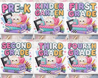 Dumpling First Day Of School Png Bundle, School Grades Bundle, Cute Back To School, Back to School Grade Png Bundle, Png Design Pre K