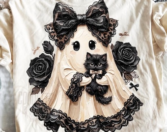Preppy Ghost Coquette Png, Png Coquette Ghost Bow, Fall Png Designs Girly, Halloween Ghost Png, Cute Black Cat Png, Ghostly Halloween Png