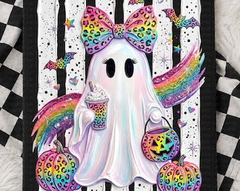 Preppy Ghost Coquette Png, Girly Ghost Png, Leopard Ghost Png, Leopard Halloween Png, Spooky Season Png, Spooky Cute Png, Halloween Ghost