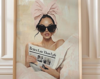 Better Late Than Ugly Wall Art Print (Digital Download), Trendy Newspaper, Apartment Decor, Preppy Dorm Poster, Retro Fashion Printable
