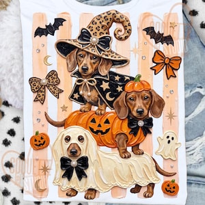 Perros salchicha de Halloween PNG, Perros de Halloween PNG, Perro fantasma PNG, Fantasma coqueto PNG, Camiseta de perro PNG, Coqueta de Halloween PNG, Perros lindos PNG