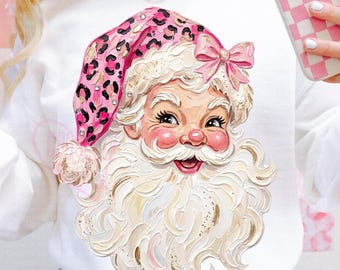 Pink Santa Claus Png, Preppy Santa Png, Colorful Santa, Santa Claus Retro Png, Pink Coquette Christmas Png, Retro Coquette Christmas Png