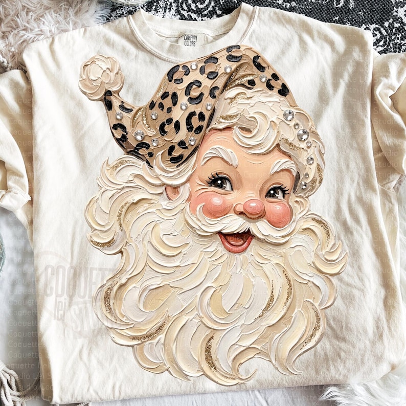 Coquette Santa Png, Preppy Santa Png, Colorful Santa, Santa Claus Retro Png, Glitter Christmas Png, Retro Coquette Christmas Png, Christmas image 5