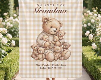 Mama Bear Personalized Blanket Personal Mom Blanket Mothers Day Mama Nana Mimi Gigi Grandma Teddy Bear Personal Name Blanket Birthday Gift