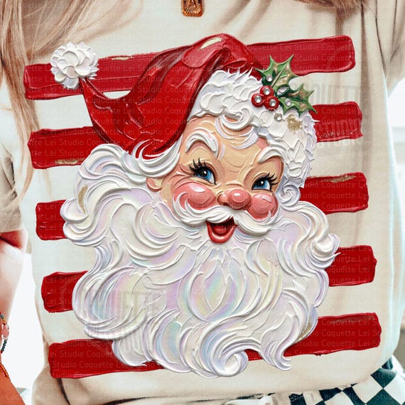 Coquette Santa Png, Preppy Santa Png, Colorful Santa, Santa Claus Retro Png, Glitter Christmas Png, Retro Coquette Christmas Png, Christmas