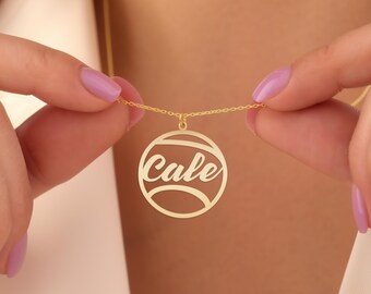 Tennis Necklace –  Personalized Tennis Necklace with Name – Custom Tennis Player Pendant – Sports Jewelry for Tennis Lovers – Gold Plated