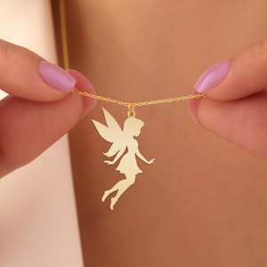 Fairy Necklace for Women – Gold Plated Fairy Pendant, Magical Gift for Girls, Fantasy Jewelry, Tinkerbell Inspired Charm